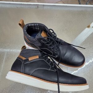 Bruno Marc Man's 8 Black Leather Chukka Boots Modern Casual Streetwear Comfort